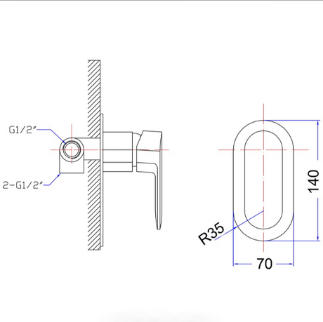 Cora Wall Mixer - Technical Drawing