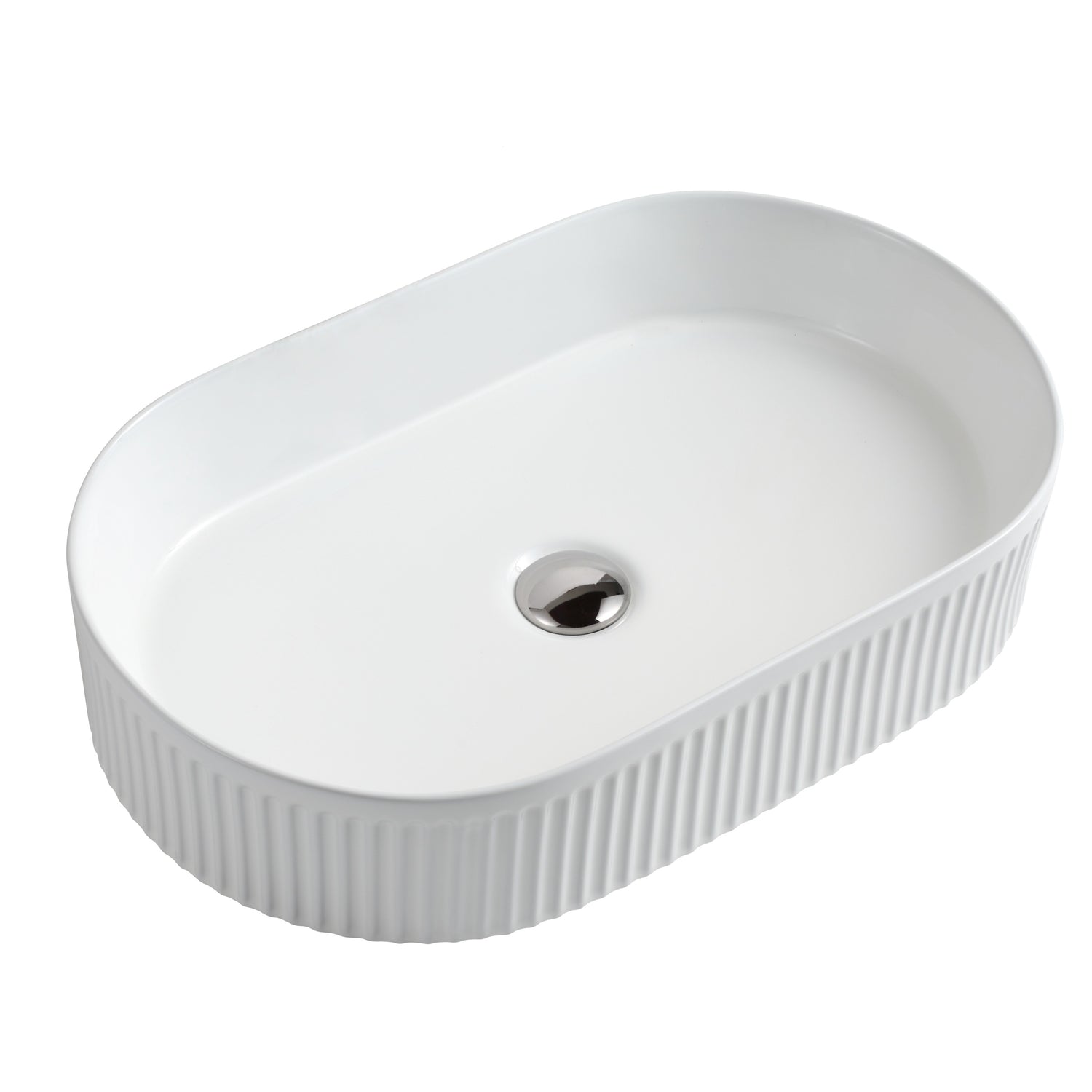 CORA 58 Counter-top Fluted Basin Matt White (Oval: 580x365x115)