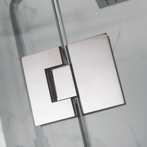 COVEY Frameless Fixed and Swing Panel Double Hinged Clear Bathtub Screen