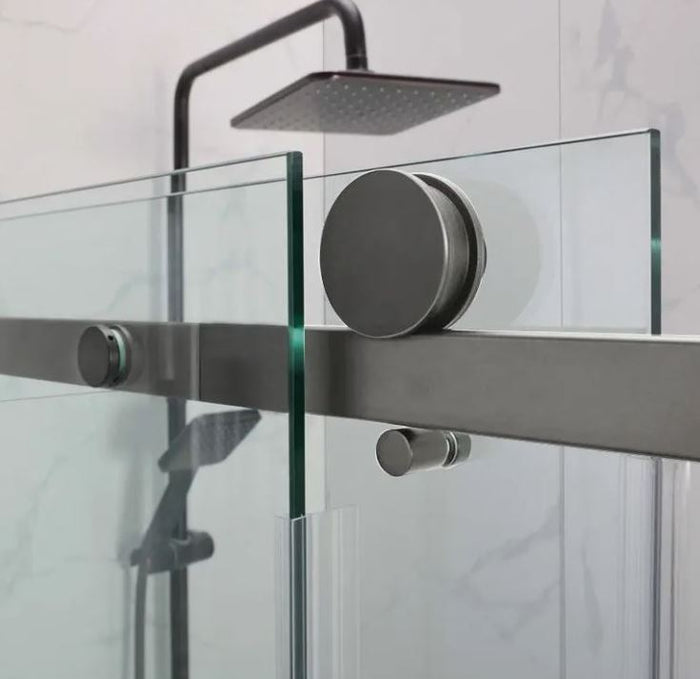 COVEY Wall To Wall Frameless Single Sliding Door Shower Screen Square Handle 1180 - 2000mm