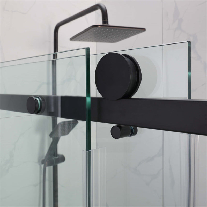 COVEY Wall To Wall Frameless Single Sliding Door Shower Screen Round Handle 870-1180mm
