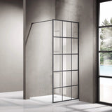 COVEY Framed 15 Printed Grills Walk-In Single Panel Shower Screen (Matte Black)