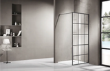 COVEY Framed 15 Printed Grills Walk-In Single Panel Shower Screen (Matte Black)