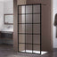 COVEY Framed 15 Printed Grills Walk-In Single Panel Shower Screen (Matte Black)
