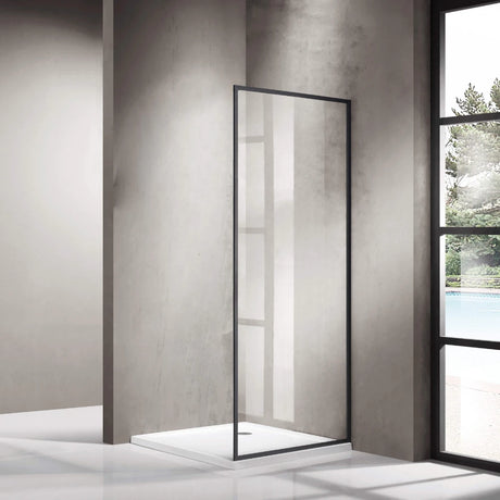 COVEY Framed Walk-In Single Panel Without Support Bar Shower Screen (Matte Black)