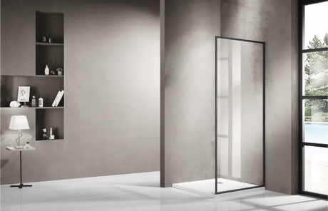 COVEY Framed Walk-In Single Panel Without Support Bar Shower Screen (Matte Black)