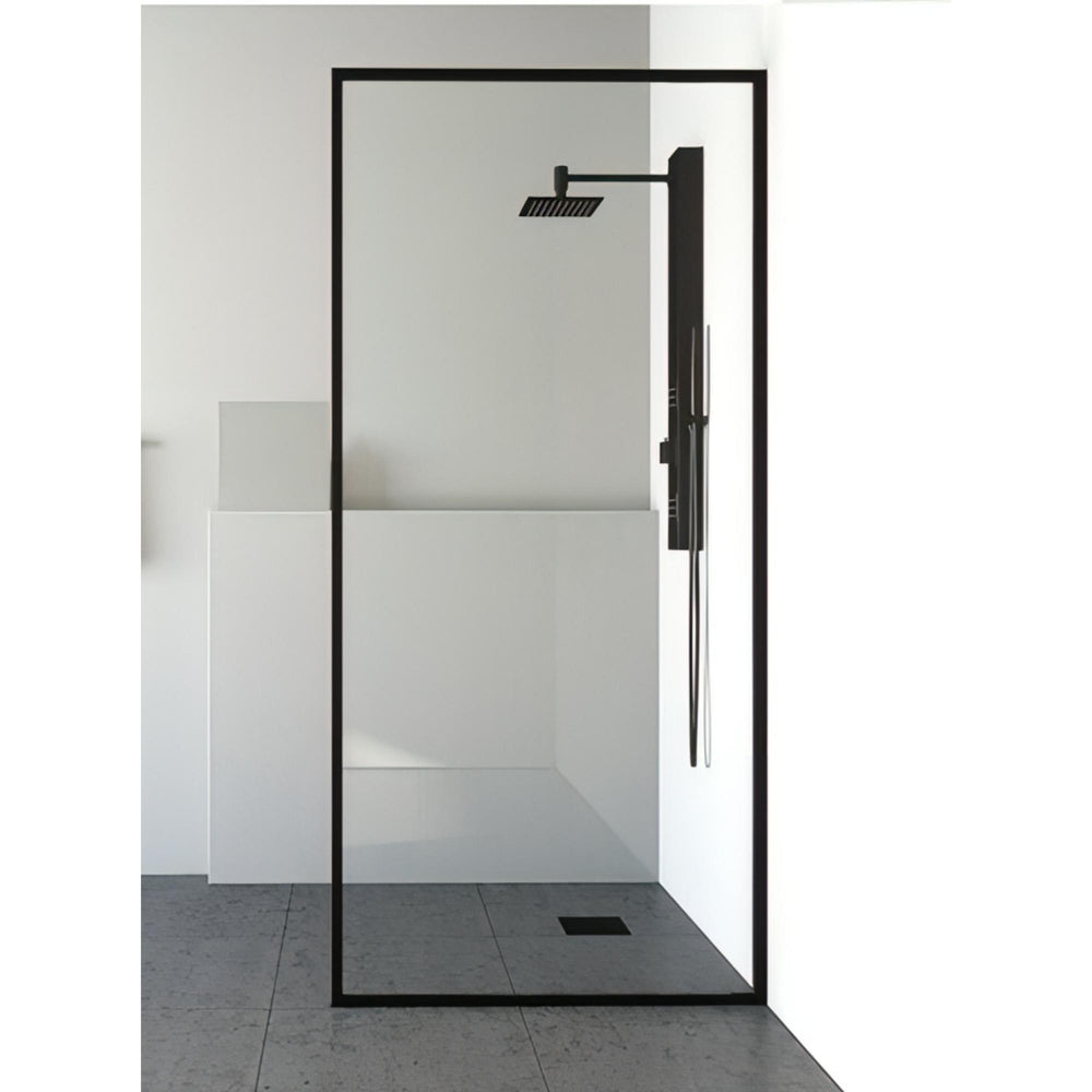 COVEY Framed Walk-In Single Panel Without Support Bar Shower Screen (Matte Black)