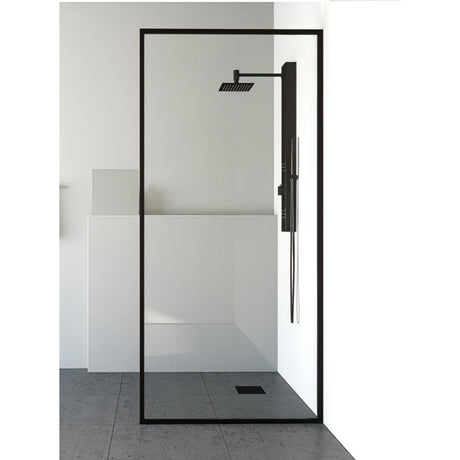 COVEY Framed Walk-In Single Panel Without Support Bar Shower Screen (Matte Black)