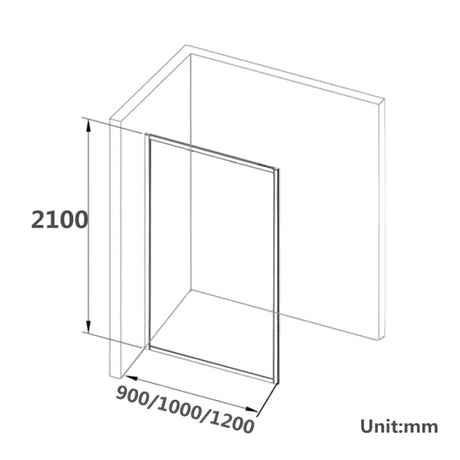 COVEY Framed Walk-In Single Panel Without Support Bar Shower Screen (Matte Black)