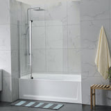 COVEY Frameless Double Swival Panel with Curved Corner Clear Bathtub Screen