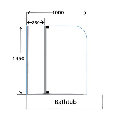 COVEY Frameless Double Swival Panel with Curved Corner Clear Bathtub Screen
