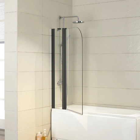 COVEY Frameless Double Swival Panel with Curved Corner Clear Bathtub Screen
