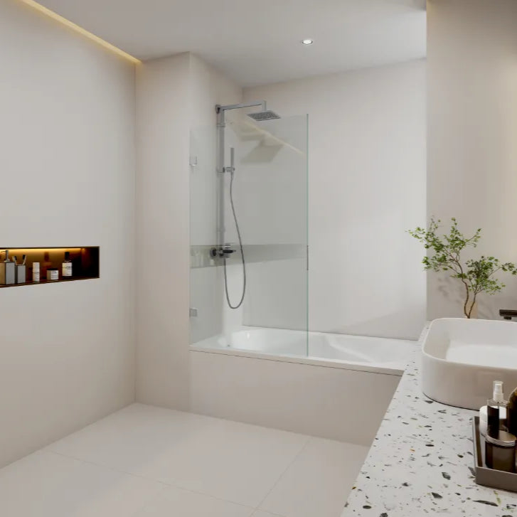COVEY Frameless Fixed Panel Clear Bathtub Screen