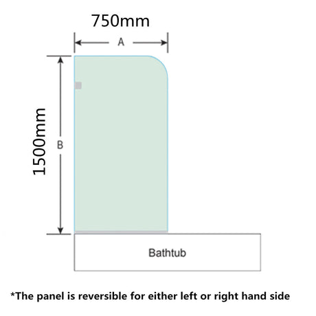 COVEY Frameless Fixed Panel Curved Corner Clear Bathtub Screen