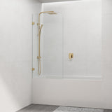 COVEY Frameless Fixed Panel Curved Corner Clear Bathtub Screen