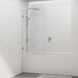 COVEY Frameless Fixed Panel Curved Corner Clear Bathtub Screen