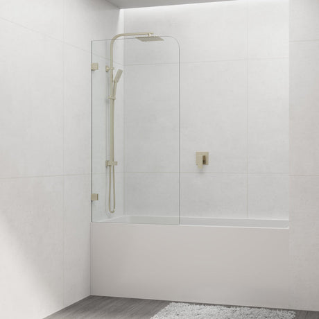 COVEY Frameless Fixed Panel Curved Corner Clear Bathtub Screen