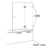 COVEY Frameless Fixed and Swing Panel Double Hinged Clear Bathtub Screen