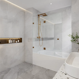 COVEY Frameless Fixed and Swing Panel Double Hinged Clear Bathtub Screen