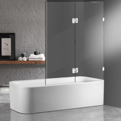 COVEY Frameless Fixed and Swing Panel Double Hinged Clear Bathtub Screen