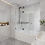 COVEY Frameless Fixed and Swing Panel Double Hinged Clear Bathtub Screen