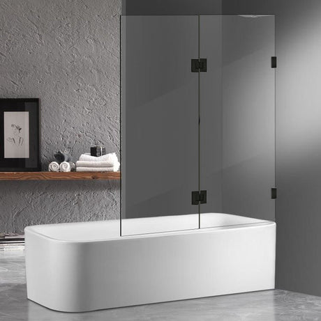 COVEY Frameless Fixed and Swing Panel Double Hinged Clear Bathtub Screen