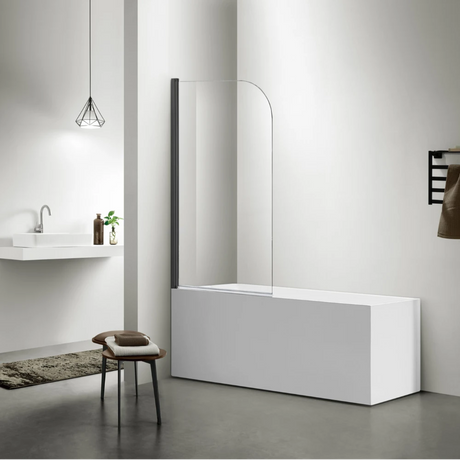 COVEY Frameless Swing Panel With Curved Corner Clear Bathtub Screen