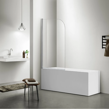 COVEY Frameless Swing Panel With Curved Corner Clear Bathtub Screen