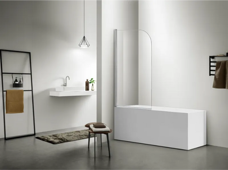 COVEY Frameless Swing Panel With Curved Corner Clear Bathtub Screen
