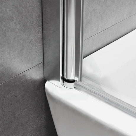 COVEY Frameless Swing Panel With Curved Corner Clear Bathtub Screen