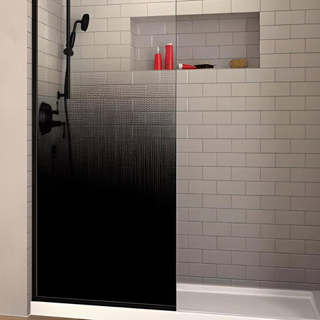 COVEY Frameless Walk-in Gradient Glass Single Fixed Panel With Wall Channel (Matte Black)