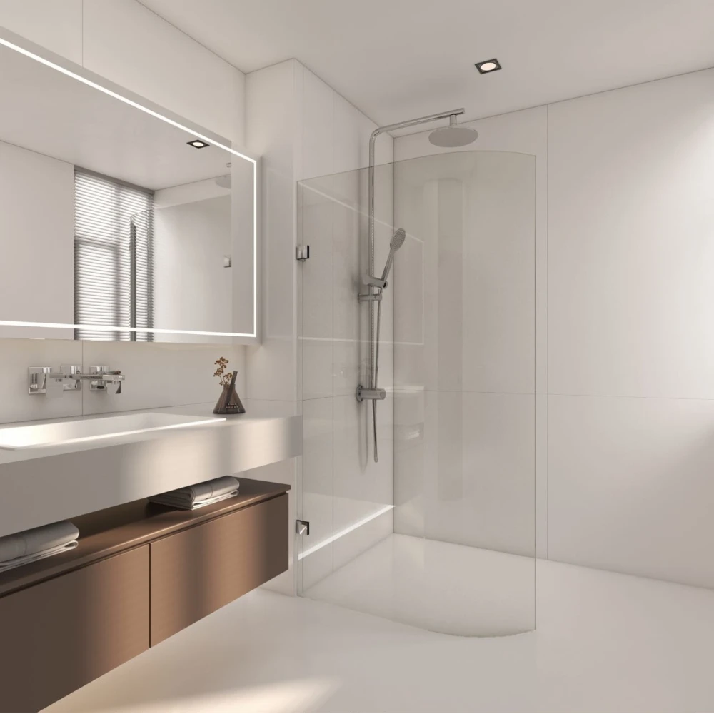 COVEY Frameless Walk-in Single Panel Bend Glass Shower Screen (Curved Body)