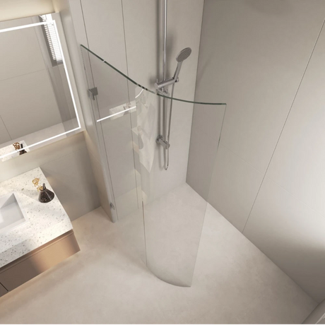 COVEY Frameless Walk-in Single Panel Bend Glass Shower Screen (Curved Body)