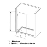 COVEY Frameless Walk-in Single Panel Clear Shower Screen (200mm - 1200mm)