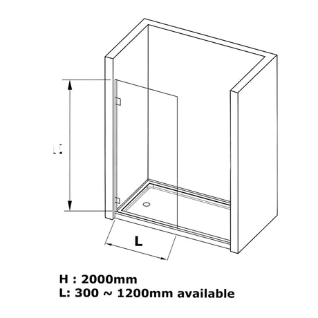 COVEY Frameless Walk-in Single Panel Clear Shower Screen (200mm - 1200mm)