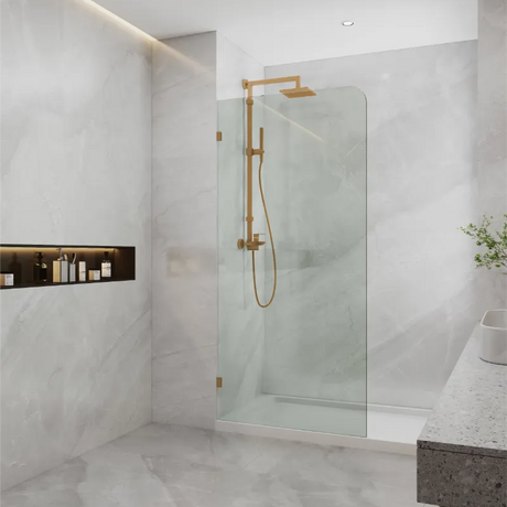 COVEY Frameless Walk-in Single Panel Curved Corner Clear Shower Screen