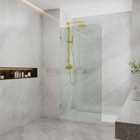 COVEY Frameless Walk-in Single Panel Curved Corner Clear Shower Screen