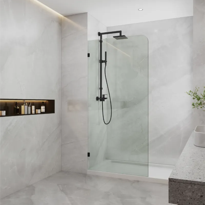 COVEY Frameless Walk-in Single Panel Curved Corner Clear Shower Screen