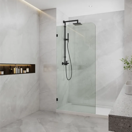 COVEY Frameless Walk-in Single Panel Curved Corner Clear Shower Screen