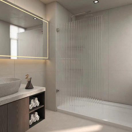 COVEY Frameless Walk-in Single Panel Fluted Glass Shower Screen
