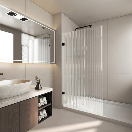 COVEY Frameless Walk-in Single Panel Fluted Glass Shower Screen