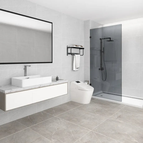 COVEY Frameless Walk-in Single Panel Grey/Tinted Shower Screen