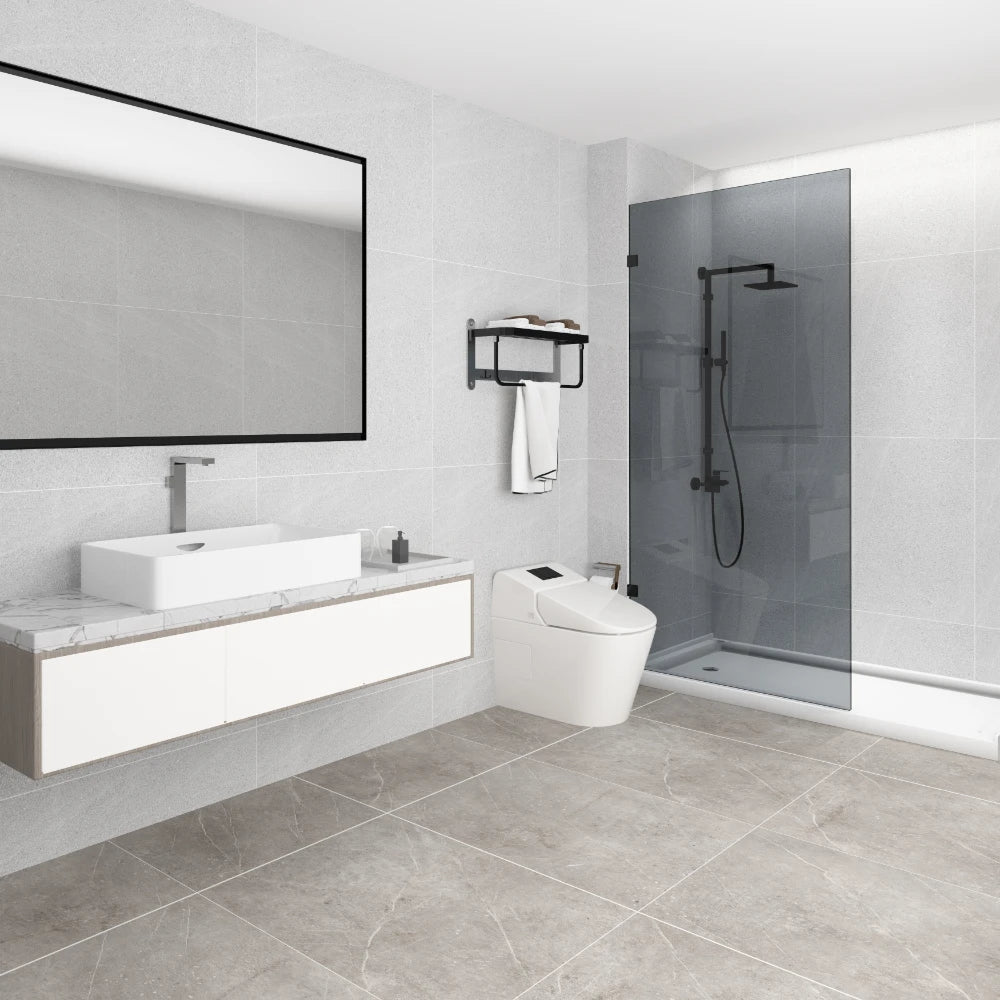 COVEY Frameless Walk-in Single Panel Grey/Tinted Shower Screen
