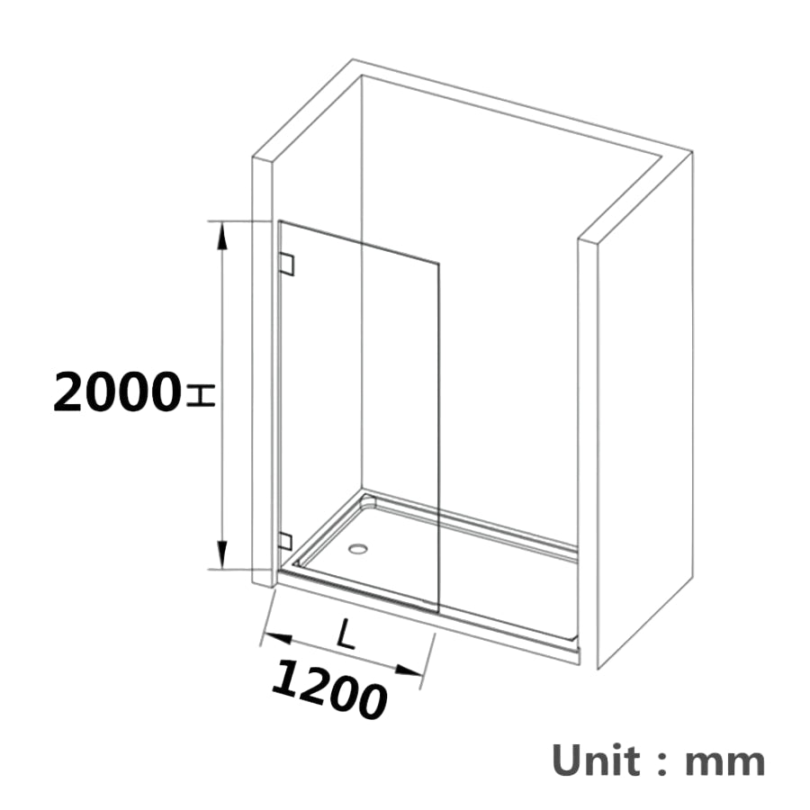 COVEY Frameless Walk-in Single Panel Grey/Tinted Shower Screen