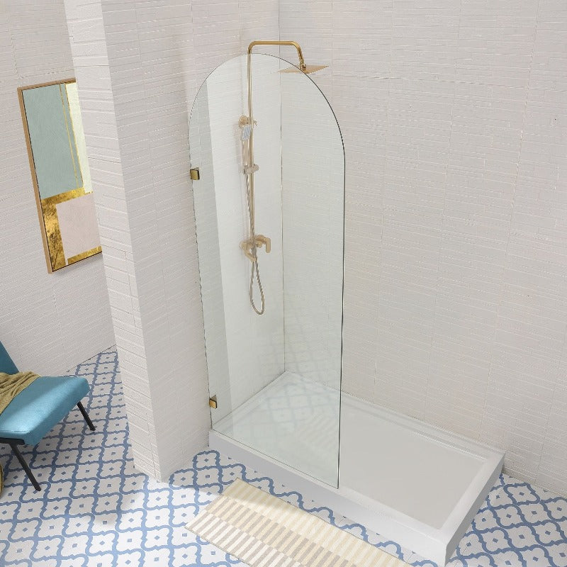 COVEY Frameless Walk-in Single Panel Top Arch Clear Glass Shower Screen