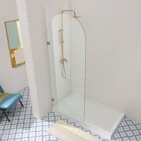 COVEY Frameless Walk-in Single Panel Top Arch Clear Glass Shower Screen