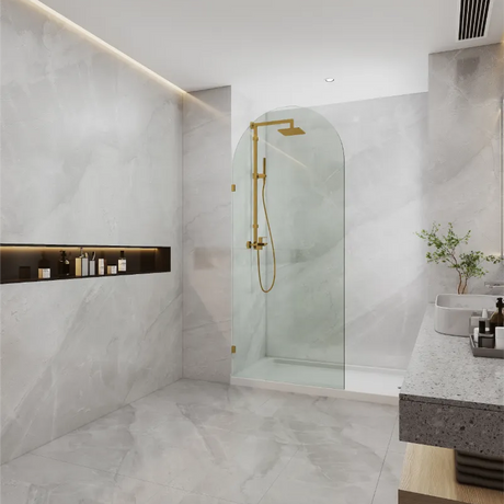 COVEY Frameless Walk-in Single Panel Top Arch Clear Glass Shower Screen