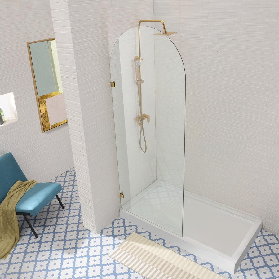 COVEY Frameless Walk-in Single Panel Top Arch Clear Glass Shower Screen