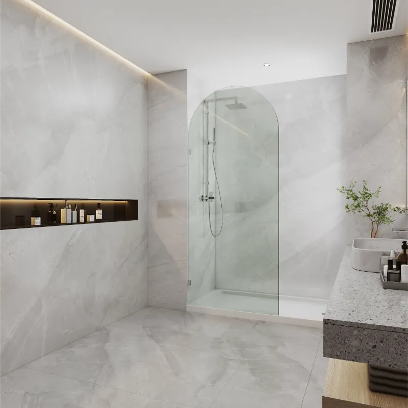 COVEY Frameless Walk-in Single Panel Top Arch Clear Glass Shower Screen