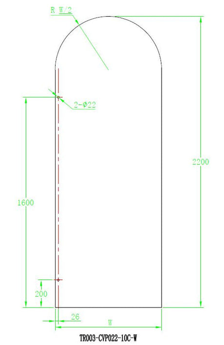 COVEY Frameless Walk-in Single Panel Top Arch Clear Glass Shower Screen